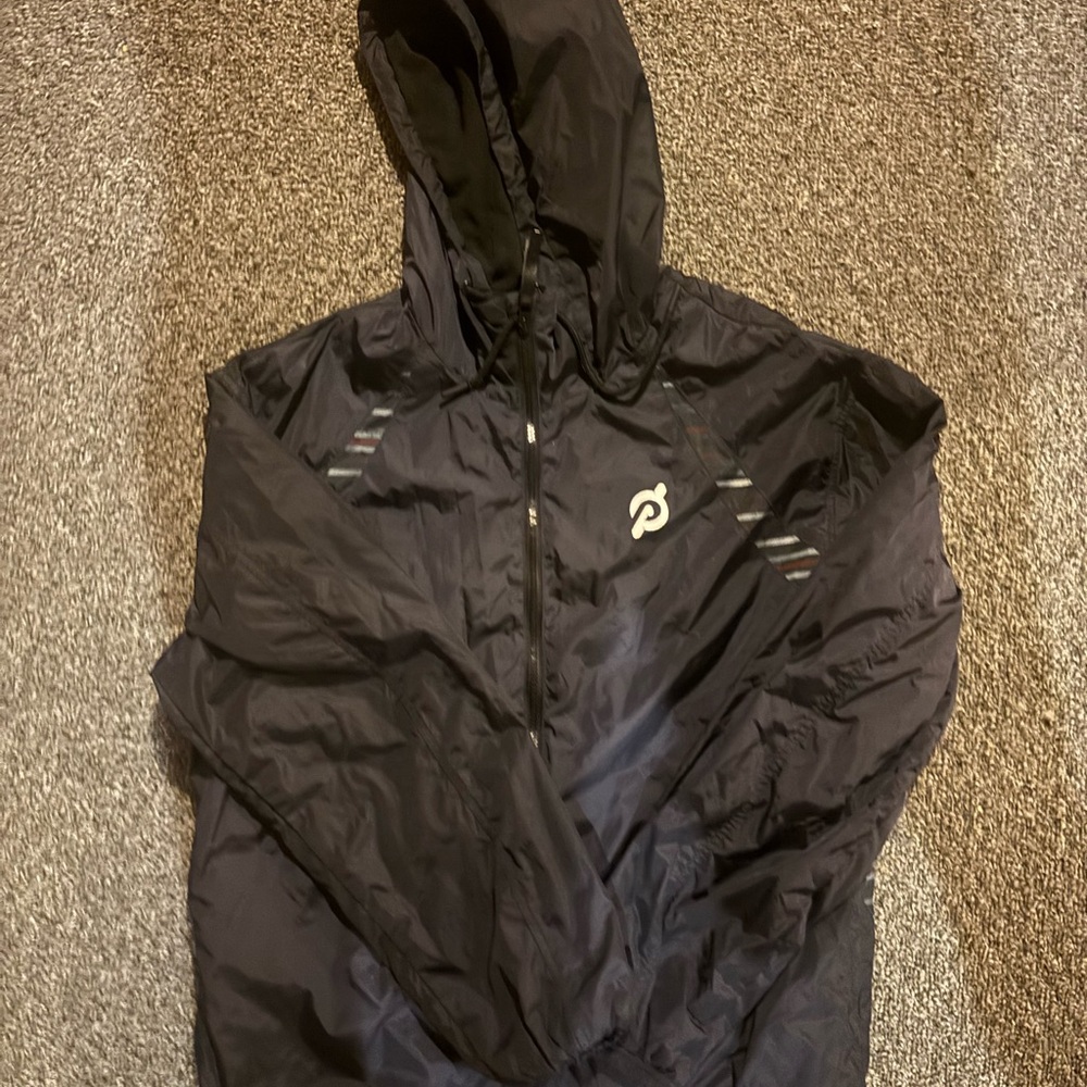 Peloton Black Hooded Windbreaker Jacket